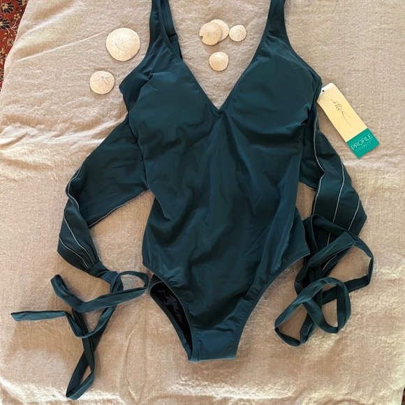 Profile by gottex NWT one piece swimsuit size 8 color teal - Picture 3 of 12